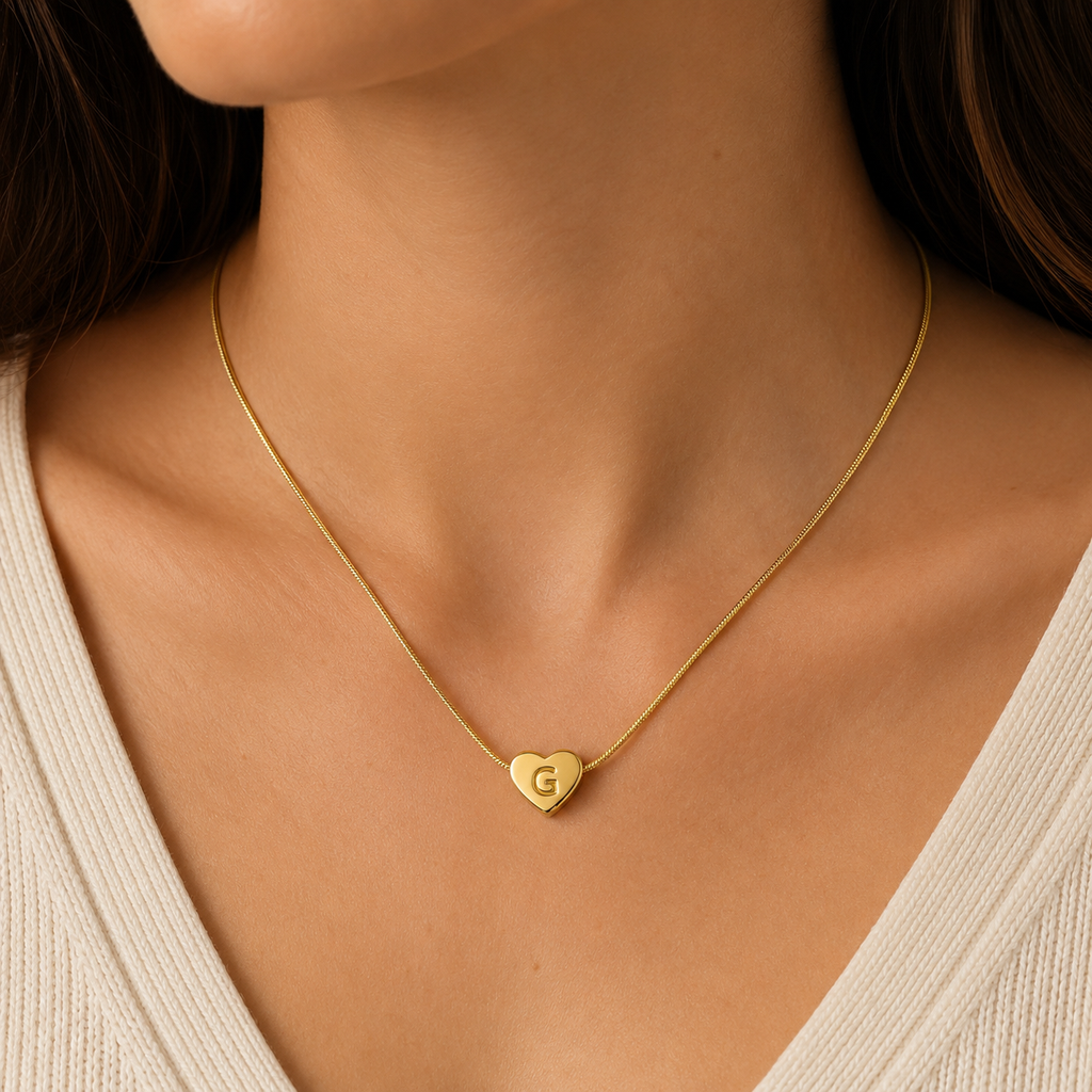 Mini Heart Letter Necklace