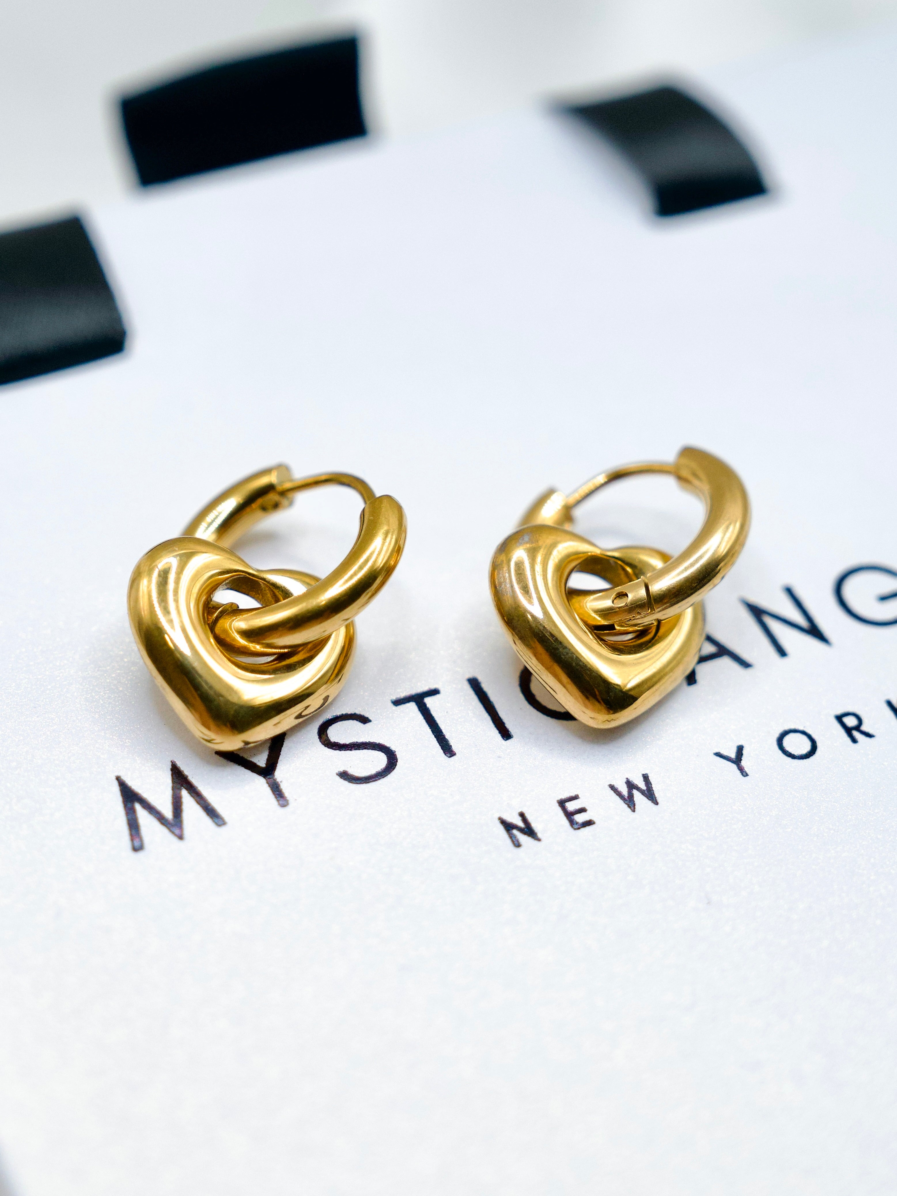 Gold Heart Hoops