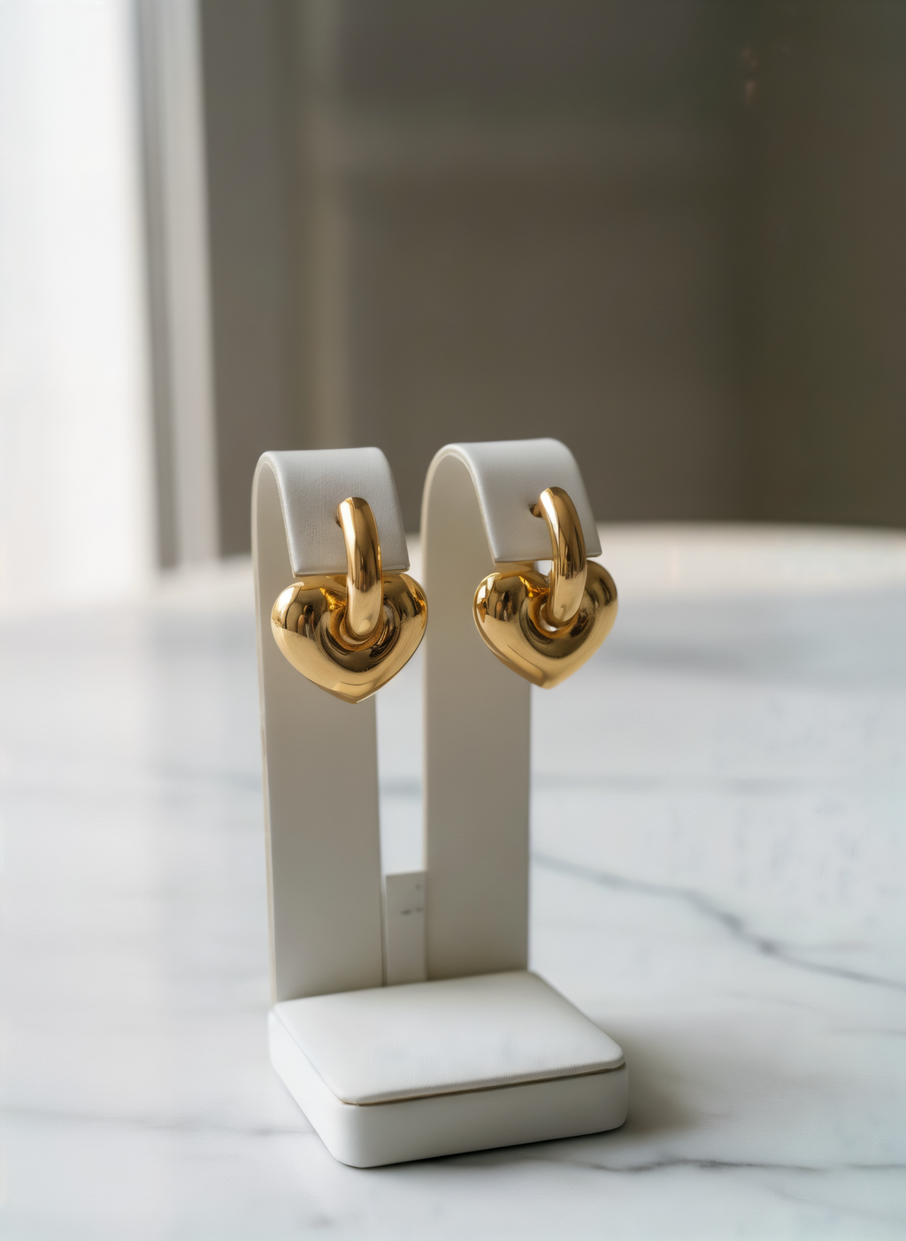 Gold Heart Hoops