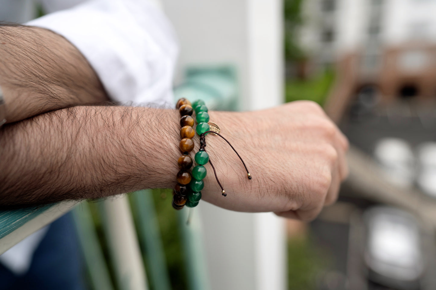 Natural Beads Mens Bracelet