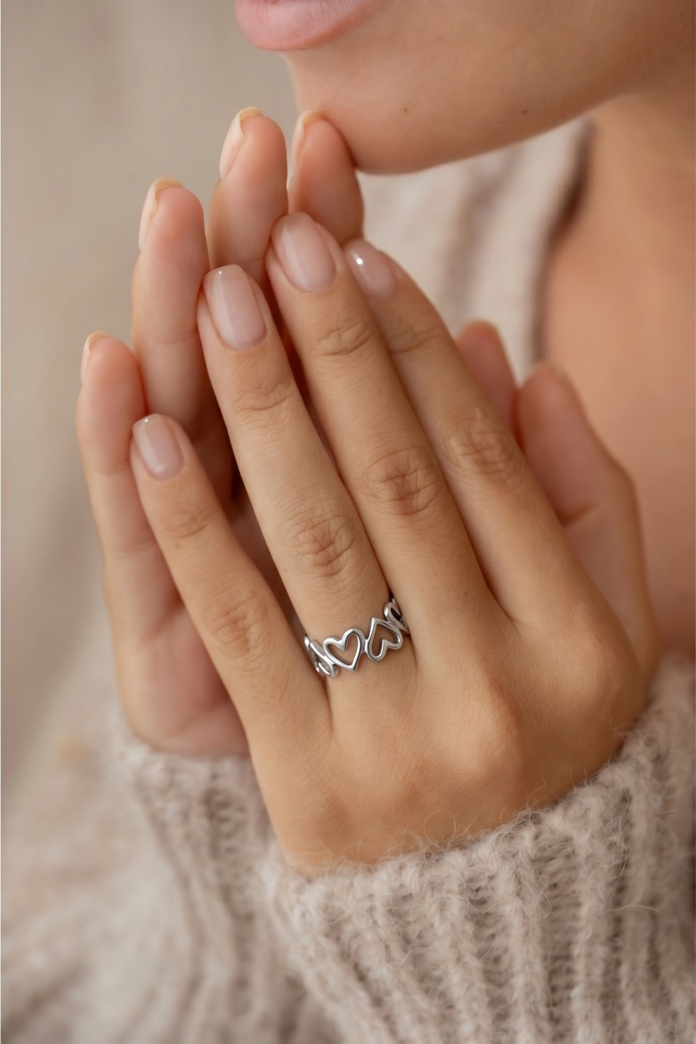 Silver Hearts Ring