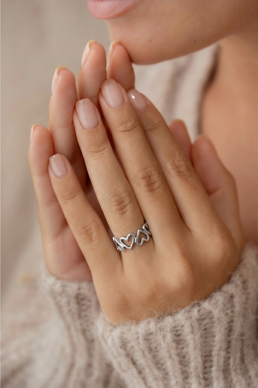 Silver Hearts Ring